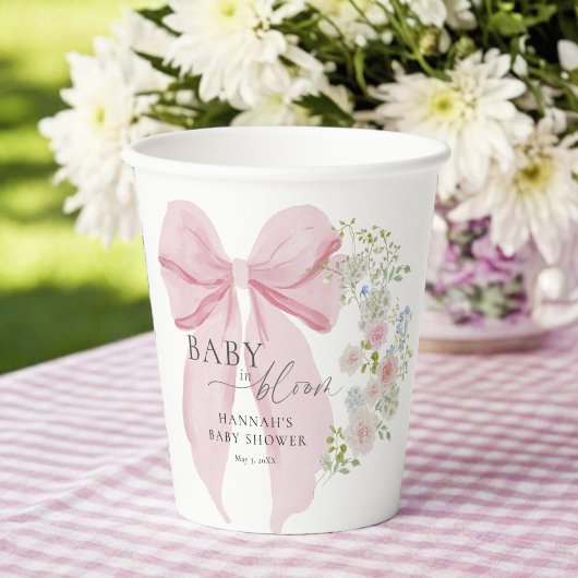 Baby in Bloom Pink Bow Babydusche Pappbecher