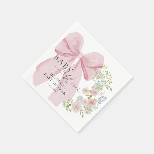 Baby in Bloom Pink Bow Babydusche Serviette (Ecke)