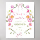 Baby in Bloom Pink Bow Babydusche Windelwindung Poster (Vorne)