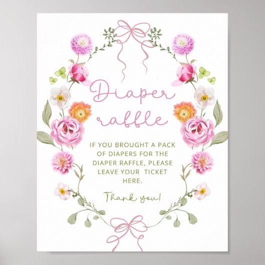Baby in Bloom Pink Bow Babydusche Windelwindung Poster (Vorne)