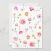 Baby in Bloom Pink Bow Bloral Baby Dusche Einladung (Rückseite)