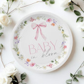 Baby in Bloom Pink Bow Blumendusche Baby Pappteller