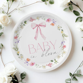 Baby in Bloom Pink Bow Blumendusche Baby Pappteller