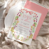 Baby in Bloom Pink Bow Blumengarten Babydusche Einladung