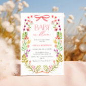 Baby in Bloom Pink Bow Blumengarten Babydusche Einladung