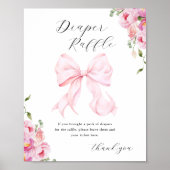 Baby in Bloom Pink Bow Diaper Raffle Poster (Vorne)