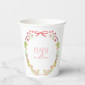Baby in Bloom Pink Bow Floral Garden Baby Shower Pappbecher (Vorderseite)