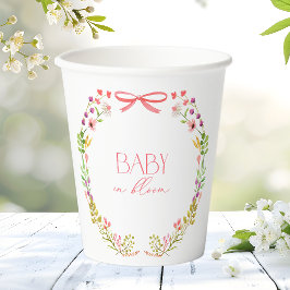 Baby in Bloom Pink Bow Floral Garden Baby Shower Pappbecher