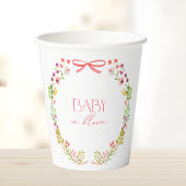 Baby in Bloom Pink Bow Floral Garden Baby Shower Pappbecher