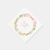 Baby in Bloom Pink Bow Floral Garden Baby Shower Serviette (Ecke)