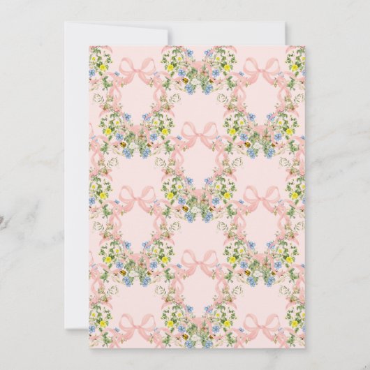 Baby in Bloom Pink Bow Floral Girl Babydusche Einladung (Rückseite)