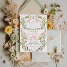 Baby in Bloom Pink Bow Floral Girl Babydusche