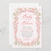 Baby in Bloom Pink Bow Floral Roses Baby Shower Einladung (Vorne/Hinten)