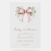 Baby in Bloom Pink Bow Girl Babydusche Acrylschild (Vorderseite)