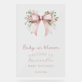 Baby in Bloom Pink Bow Girl Babydusche Acrylschild