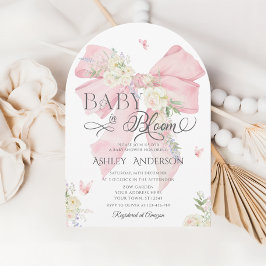 Baby in Bloom Pink Bow Girl Babydusche Einladung