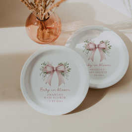 Baby in Bloom Pink Bow Girl Babydusche Pappteller