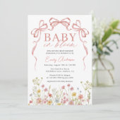 Baby in Bloom Pink Bow Girl Wildblume Dusche Einladung (Stehend Vorderseite)