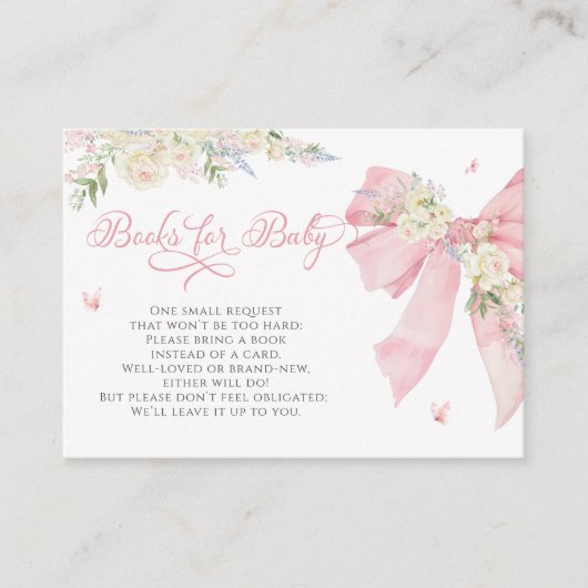 Baby in Bloom Pink Bow Kinderdusche Bücher für Bab Begleitkarte (Vorderseite)