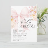 Baby in Bloom Pink Bow Kinderdusche Einladung (Stehend Vorderseite)