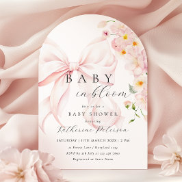 Baby in Bloom Pink Bow Kinderdusche Einladung