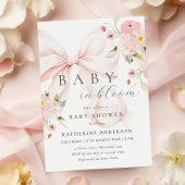 Baby in Bloom Pink Bow Kinderdusche Einladung