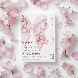 Baby in Bloom Pink Bow Kinderdusche Einladung