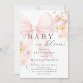 Baby in Bloom Pink Bow Kinderdusche Einladung (Vorderseite)