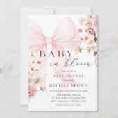 Baby in Bloom Pink Bow Kinderdusche Einladung (Vorderseite)