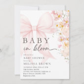 Baby in Bloom Pink Bow Kinderdusche Einladung (Vorderseite)