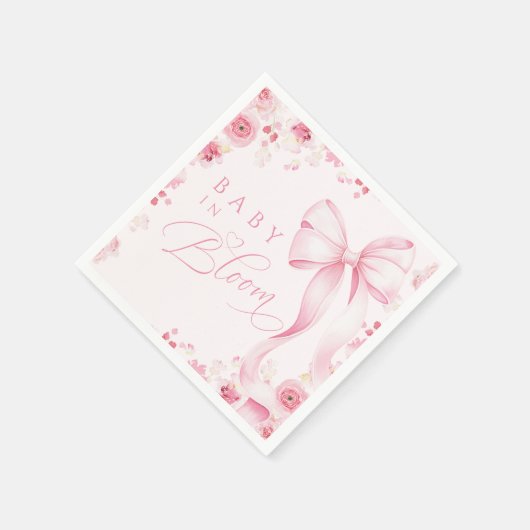 Baby in Bloom Pink Bow Napkins Serviette (Ecke)