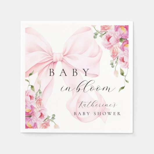 Baby in Bloom Pink Bow Serviette (Vorderseite)