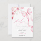 Baby in Bloom Pink Bow Thank You Card Dankeskarte (Vorderseite)