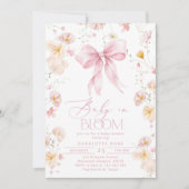 Baby in Bloom Pink Bow Wildblume Babydusche Einladung (Vorderseite)