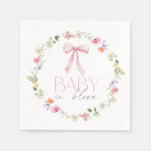 Baby in Bloom Pink Bow Wildblume Babydusche Serviette (Vorderseite)
