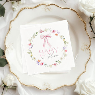 Baby in Bloom Pink Bow Wildblume Babydusche Serviette