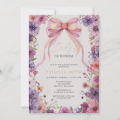 Baby in Bloom Pink Bow Wildblumen Kinderdusche Einladung (Vorderseite)