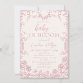 Baby in Bloom Pink Chinoiserie Babydusche Einladung (Vorderseite)