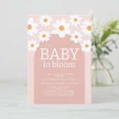 Baby in Bloom Pink Daisy Baby Shower Einladung (Stehend Vorderseite)