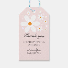 Baby in Bloom Pink Daisy Baby Shower Geschenkanhänger