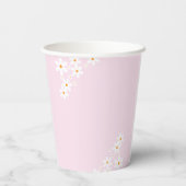 Baby in Bloom Pink Daisy Baby Shower Pappbecher (Rückseite)
