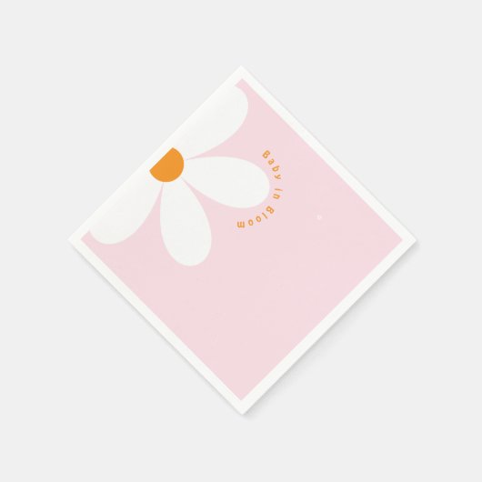 Baby in Bloom Pink Daisy Baby Shower Serviette (Ecke)