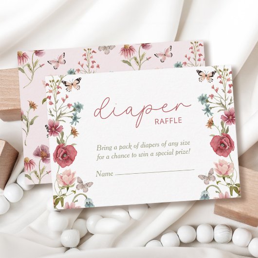 Baby in Bloom Pink Diaper Raffle Baby Dusche Begleitkarte
