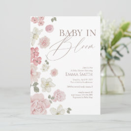 Baby In Bloom Pink Floral Baby Shower Einladung