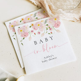 Baby In Bloom Pink Floral Baby Shower Napkins Serviette