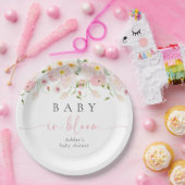 Baby In Bloom Pink Floral Baby Shower Pappteller (Party)