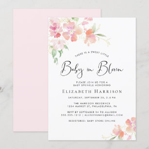 Baby in Bloom Pink floral Baby Sprinkle Einladung