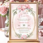 Baby in Bloom Pink Floral Elegant Girl Baby Dusche Einladung