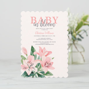Baby in Bloom Pink Floral Girl Babydusche Einladung