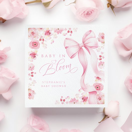 Baby in Bloom Pink Floral Napkins  Serviette